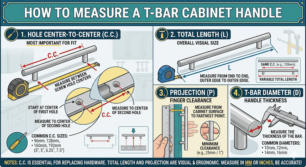 How to measure a cabinet handle